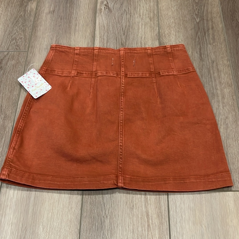 NWT Free People Virgo Jean Mini Skirt Primrose Waist 29 Zipper Front Boho - Picture 13 of 16